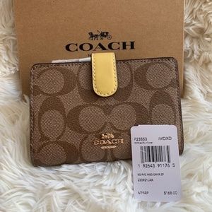 COACH Medium Corner Zip Wallet In Signature Canvas